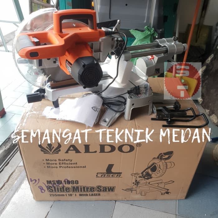 MITER SAW SLIDING COMPOUND GERGAJI KAYU WITH LASER GUIDE 10" 10 " ALDO