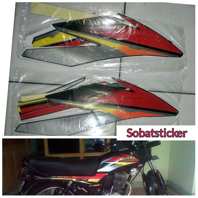 striping sticker lis honda gl pro neotech 97 hitam-merah