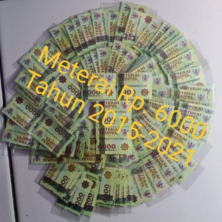 

FLASH SALE Meterai Tempel 6000 Tahun 2015,2016.2017,2018,2019,2020,2021Asli (S13) ♬ 873