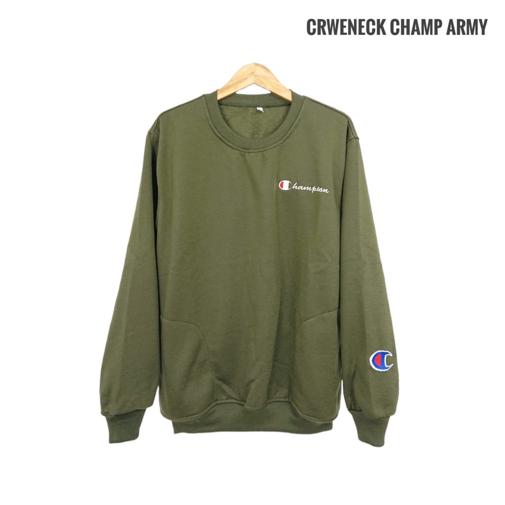 Sweater Oversize Champion Bordir Dada Premium Unisex Pria Wanita