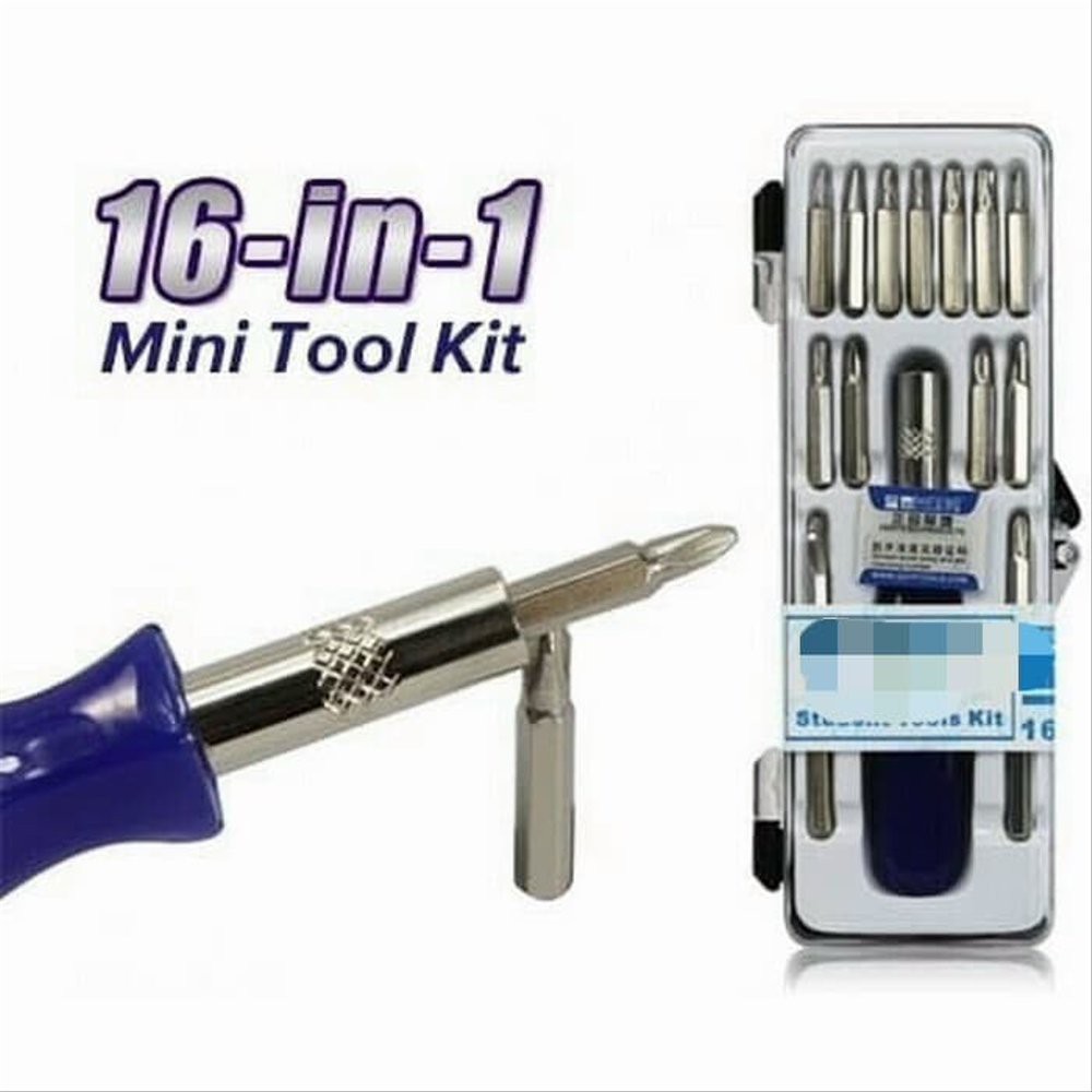 Obeng HP Set 16 In 1 Minus Plus Bintang Multifungsi Toolkit Serba Guna Screwdriver Bongkar Handphone