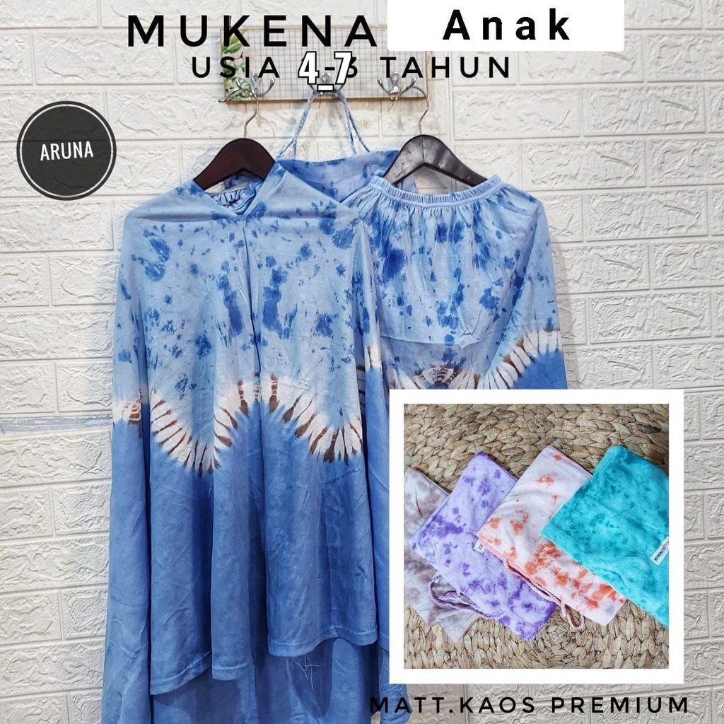 MUKENA ANAK PEREMPUAN 2 - 10 TAHUN TIE DYE COTTON KAOS KEKINIAN MUKENA BALITA LUCU HANDMADE