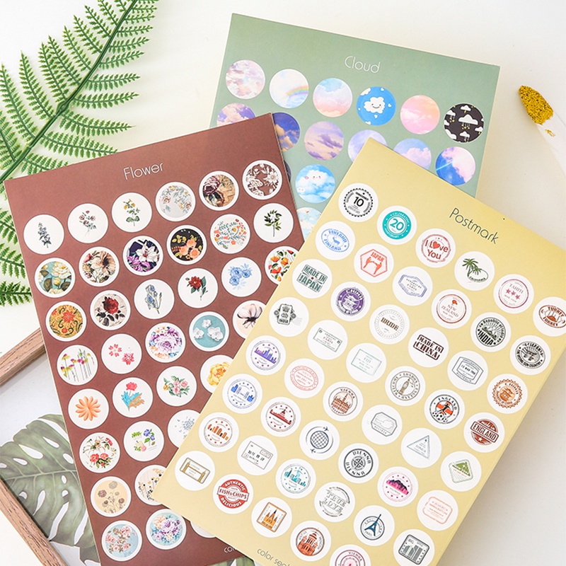 48 Pcs Stiker Bulat Warna-Warni Untuk Dekorasi Diary DIY