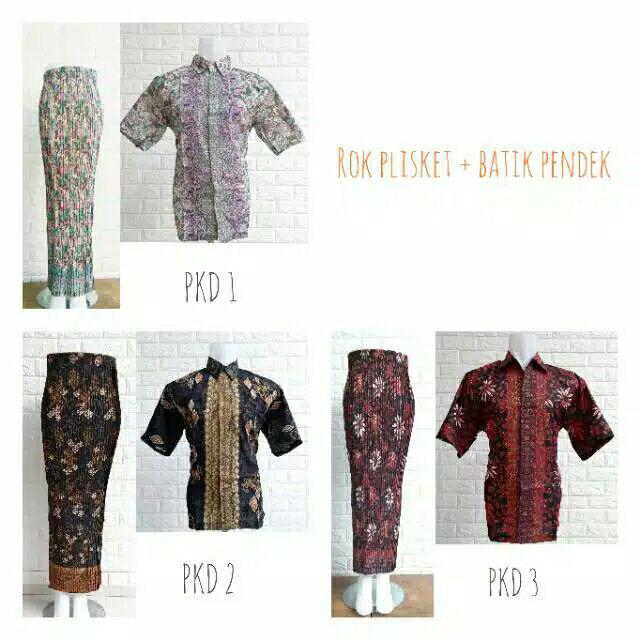 Couple Rok Plisket Dan Kemeja Panjang Batik Murah/couple Pasangan Terbaru/couple Keluarga