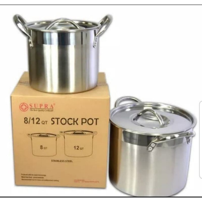 panci supra stockpot isi 2 (8/12Qt)  stainless stel