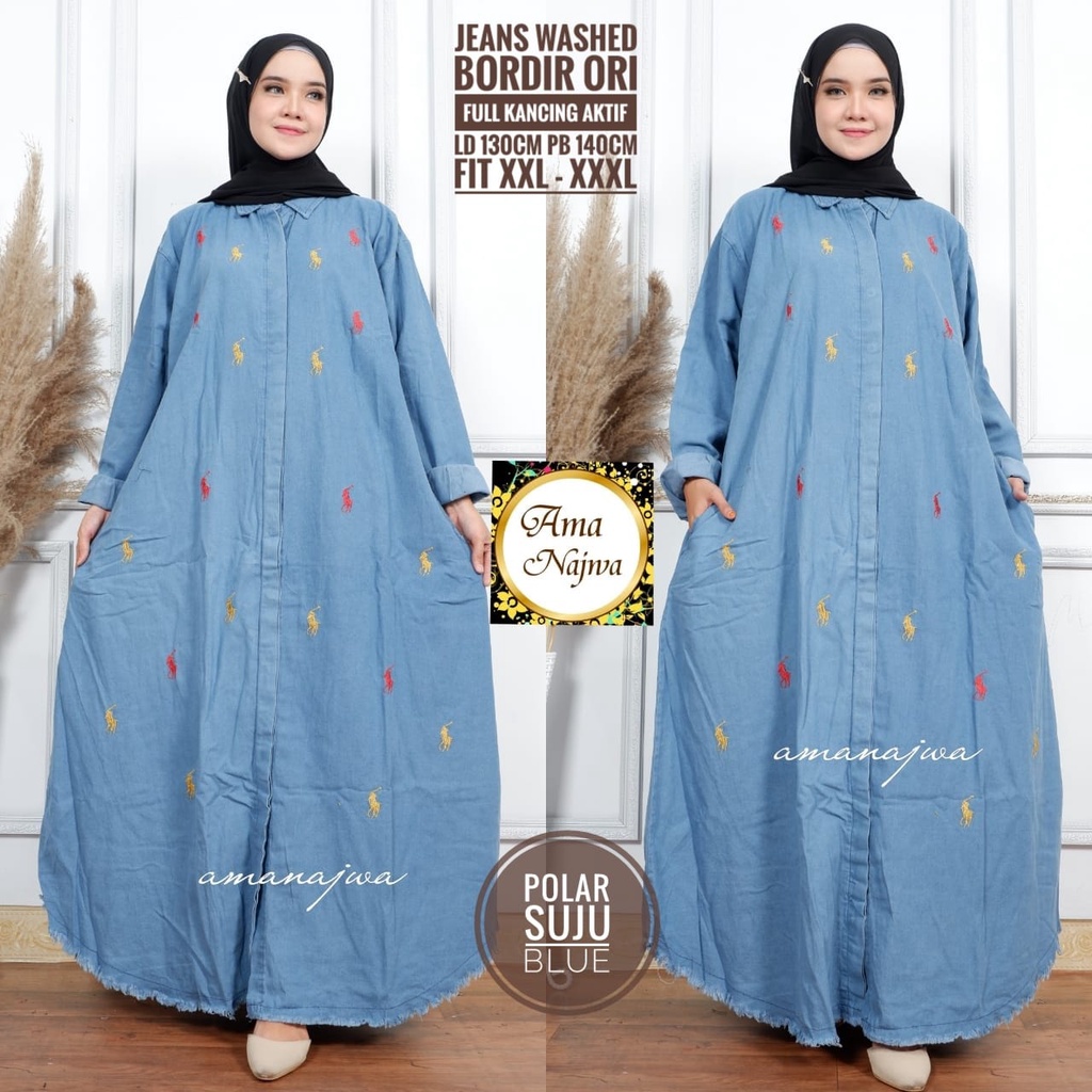 DRESS MAXY JEANS JINS WANITA SIZE SUPER JUMBO || GAMIS DRESS MAXY UKURAN JUMBO BUSUI || POLAR SUJU B