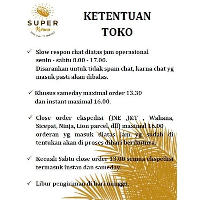 

NEW ARRIVAL - KURMA TUNIS TANGKAI PALMYRA 500 GR