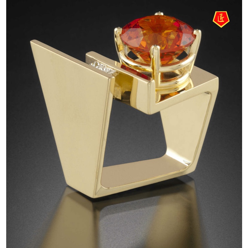 [Ready Stock]Fashion Ruby Creative Geometric Diamond Ring