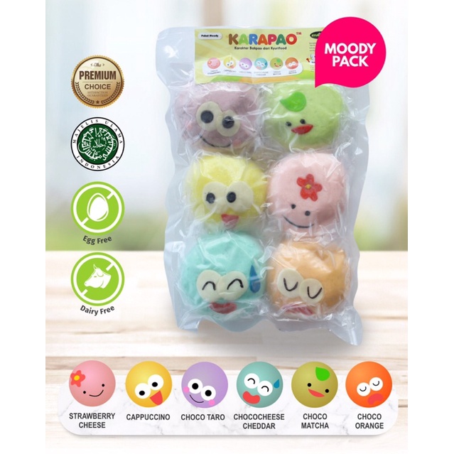 

KARAPAO Varian Moody isi 6pcs Bakpao Frozen Karakter Manis Cemilan Sehat