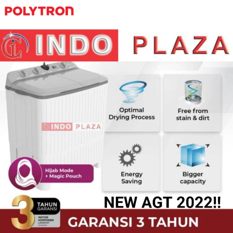 MESIN CUCI POLYTRON 2 TABUNG LOW WATT+FILTER AIR+WATER SELECTOR PWM 7076 7 Kg / 8076 8Kg / 9076 9 Kg / 1076 10 Kg