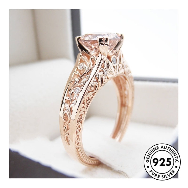 Cincin Sterling Silver 925 Desain Bunga Hias Berlian Imitasi Elegan Untuk Wanita