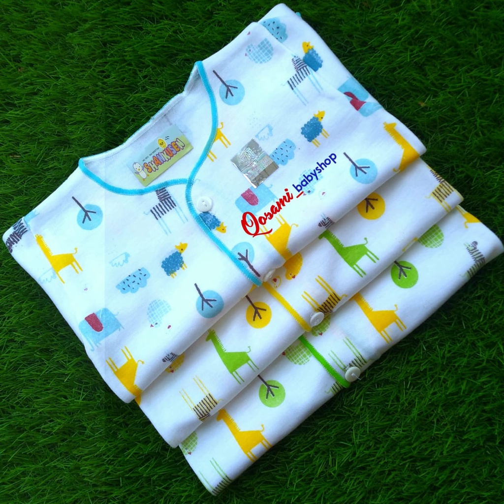 SHANKUSEN 3 pcs Baju Pendek Kancing Bayi Newborn Motif SNI