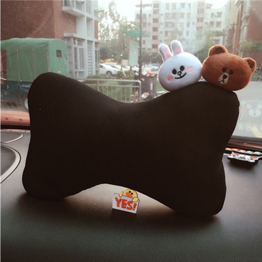 Bantal Sandaran Jok Mobil Bludru Import Kepala Leher Headrest Car Set Kartun Bear Kelinci Bebek Rabbit Duck