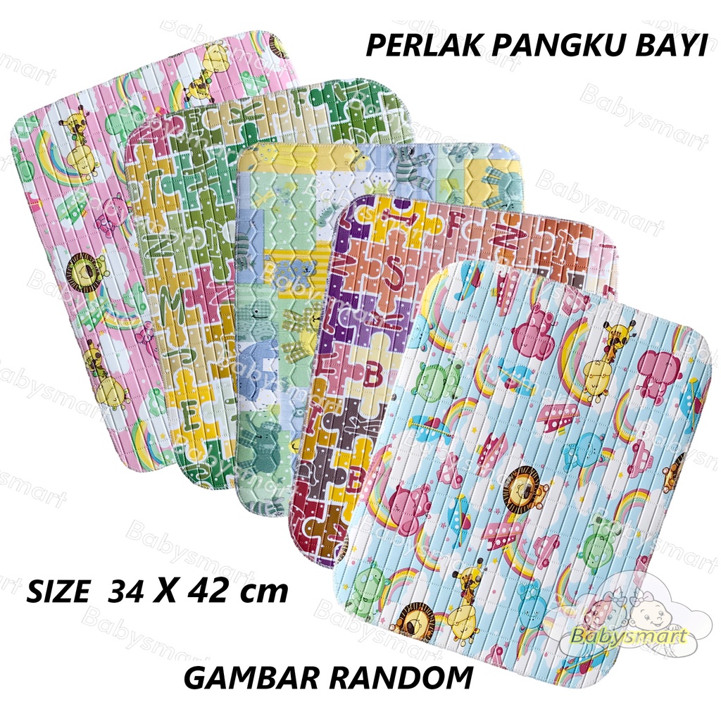 Babysmart -  Perlak Pangku Bayi Kecil Size 34 x 42 cm motif RANDOM /alas ompol bayi/alas Stroller/alas matras/alas kasur bayi