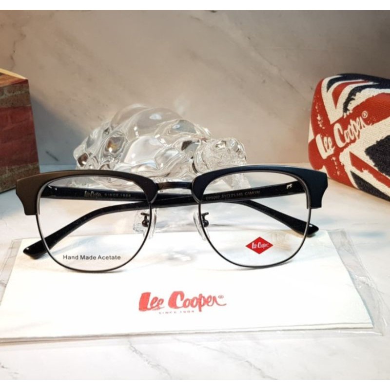 Kacamata Frame Pria Original Lee Cooper FP9262-1M/1M ClubMaster Black Doff - Model Besar Lebar