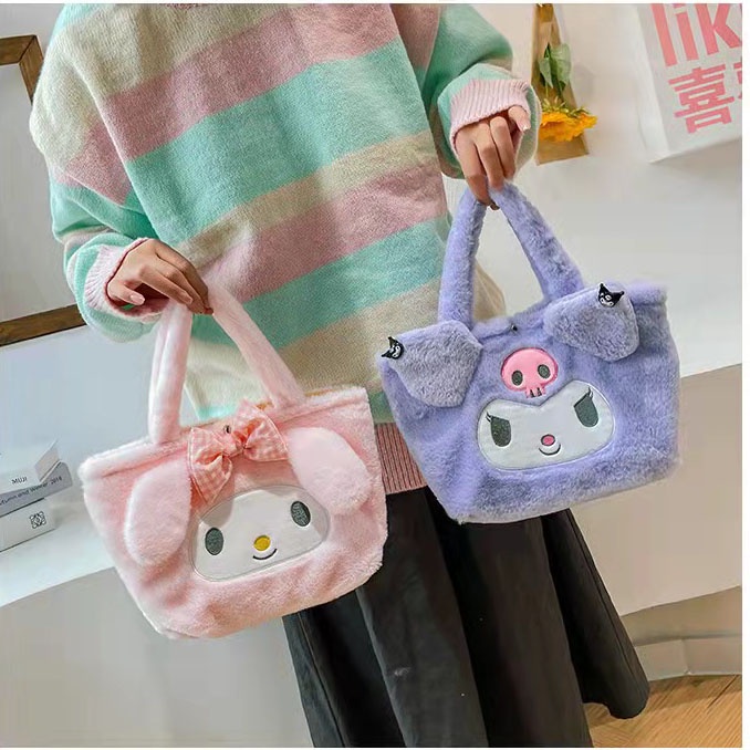 (COD) Shoulder Tote Bag Motif Boneka Kelinci Piyopiyo Tas Selempang Bahu Bahan Bulu Bludru Plush Fluffy Fur Sling Bag Rabbit Wanita