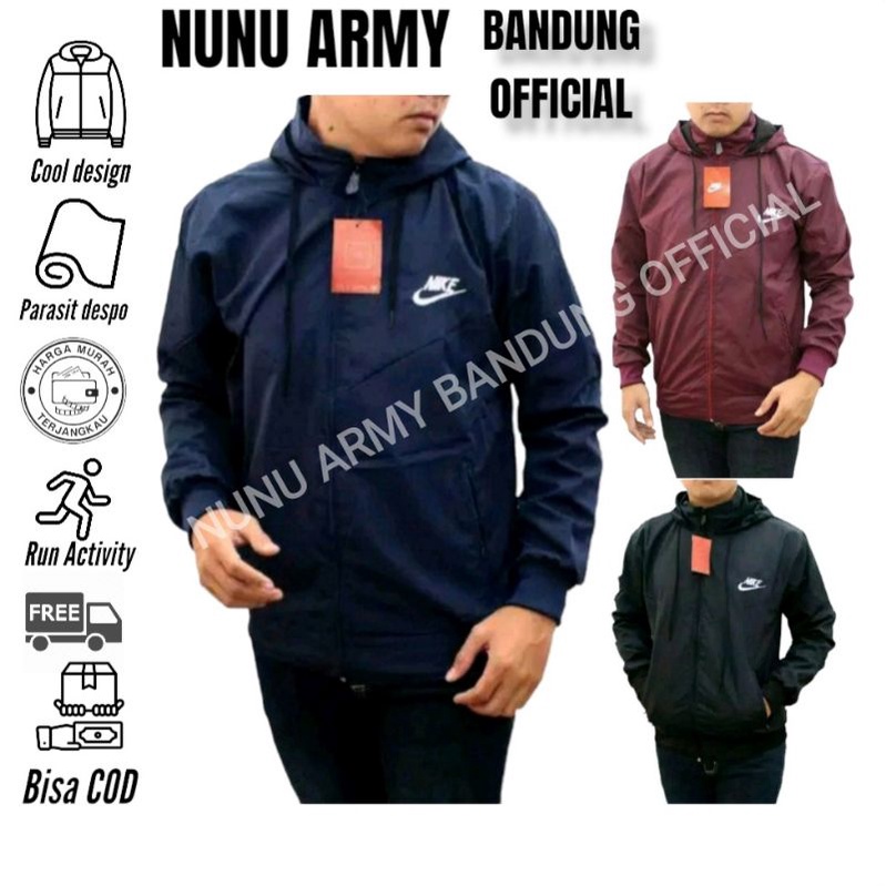 Jaket Running Parasut, sauna suit, Jaket Windrunner Navy