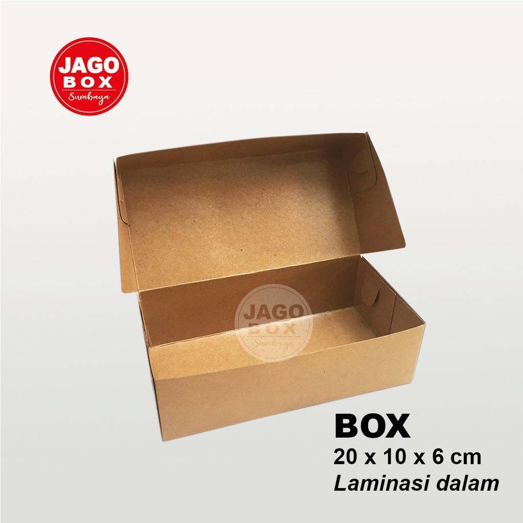 Box Kotak Dos Kue Snack Kraft 20 x 10 x 6 cm Sambung Laminasi Dalam