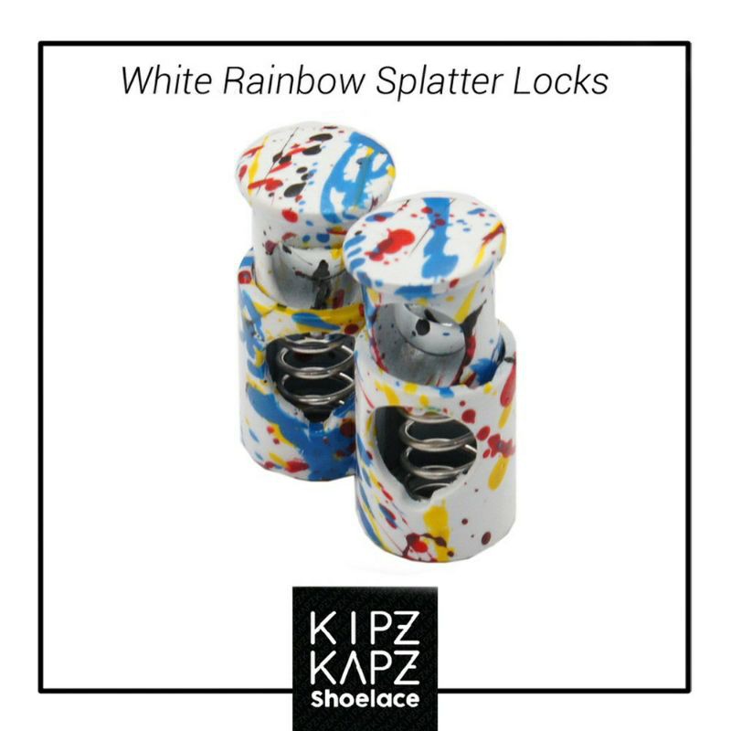 KIPZKAPZ SHOE LOCK LACE / LACE LOCK WHITE RAINBOW METAL - KUNCI TALI SEPATU LOCK LACES