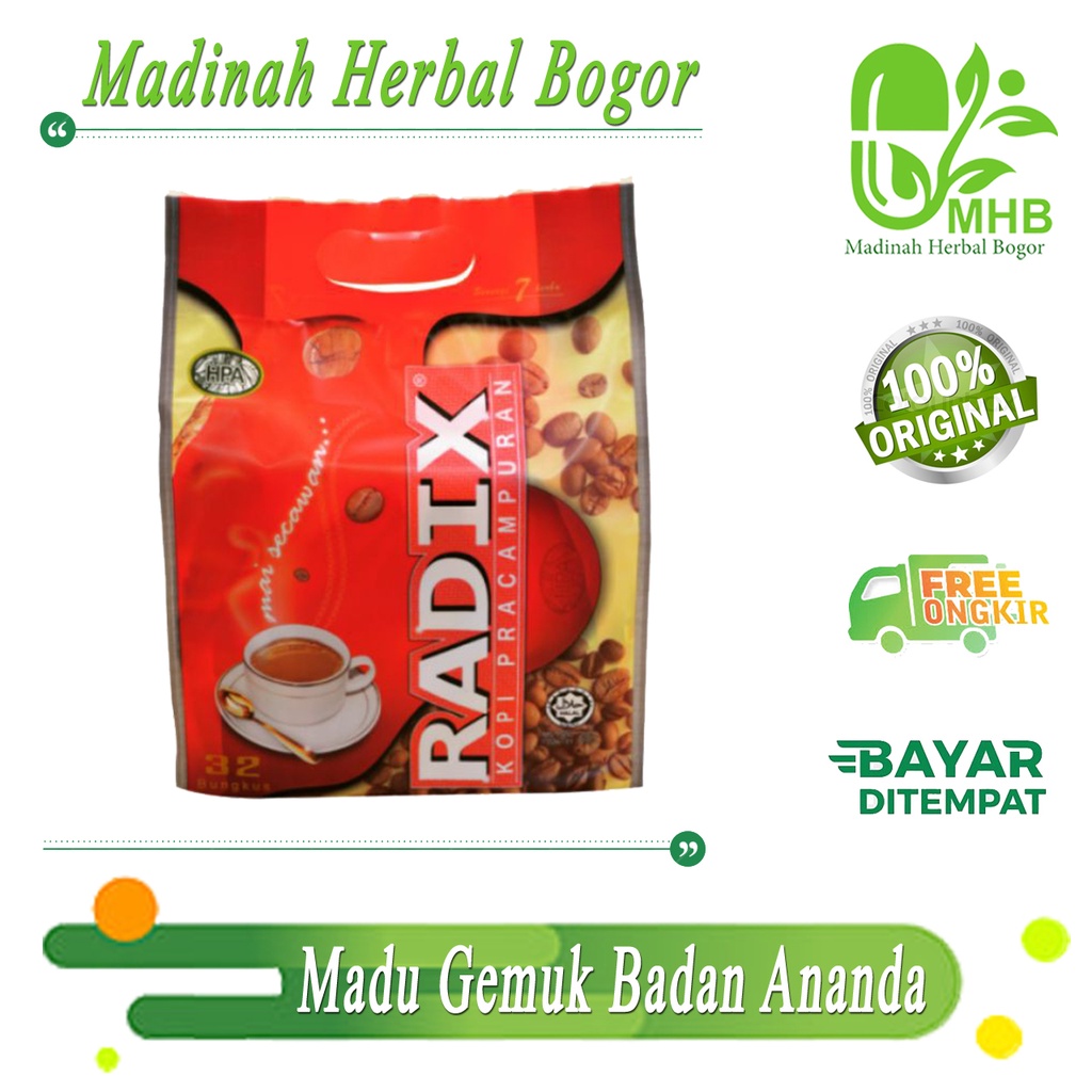 

Kopi RADIX HPA Malaysia Isi 32 Sachet Original. Kopi Premix Mai Secawan