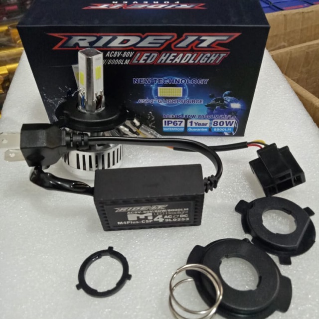 Lampu depan hid led 4 sisi ride it putih ac/dc 80 watt universal