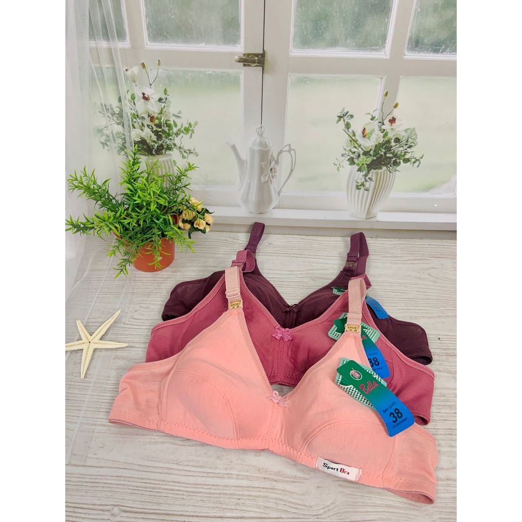 RC BRA/BH Sport Tanpa Busa Tanpa Kawat BELLA Bra Polos Kait 2