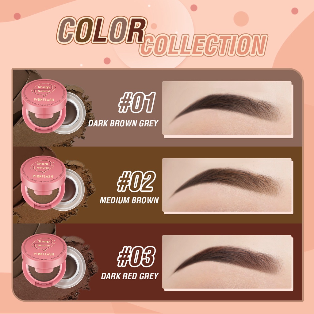 PINKFLASH 2-in-1 Eyebrow Cream &amp; Powder Eyeliner Gel Waterproof Smudge-proof High Pigment E22