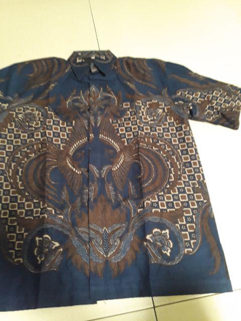 Japunta Blue Kemeja Batik Pria Full Furing Katun Primisima Batik Solo Batik Warna Navy Dongker