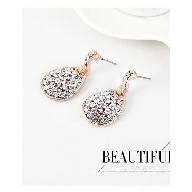 LRC Anting Tusuk Fashion 14k Gold Drop-shaped Cutout Stud Earrings With Rhinestones Y63697