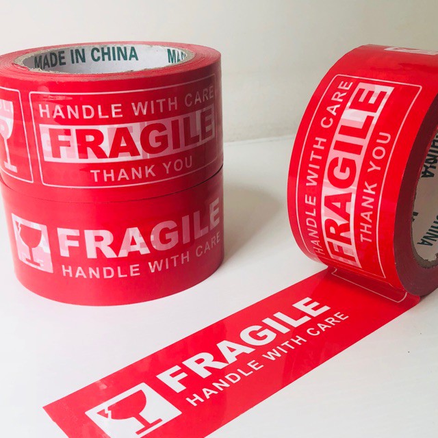 Lakban Print Fragile/ Jangan Dibanting Merah Putih