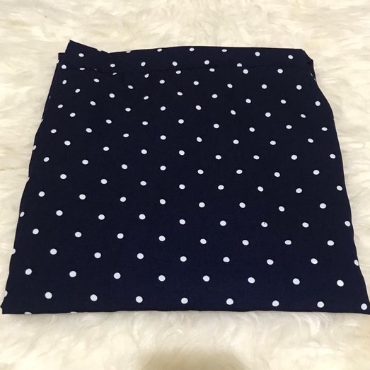 ROK POLKA L-XL-XXL/ROK PANJANG WANITA MOTIF POLKADOT/MAXI SKIRT A-LINE-NAVY