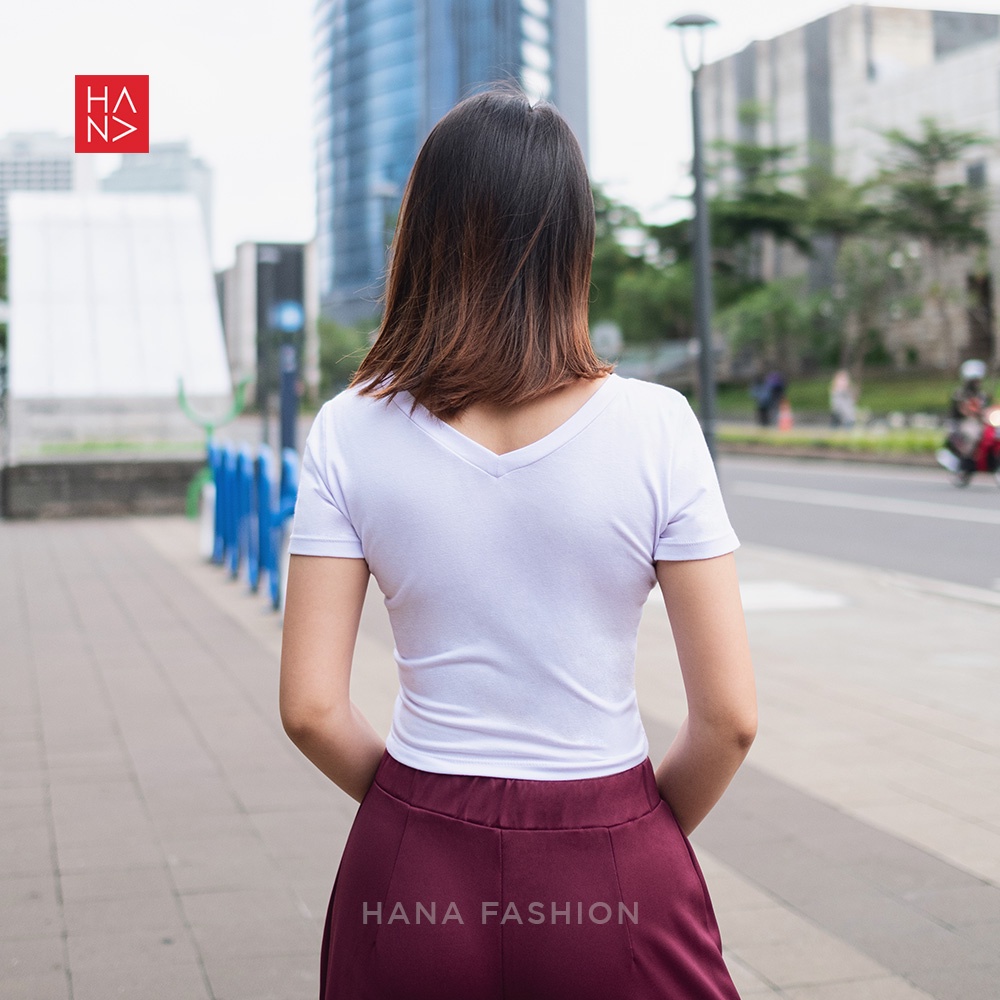 HanaFashion JKT - Keisha T-Shirt Crop Tee Polos Wanita Murah - CT134