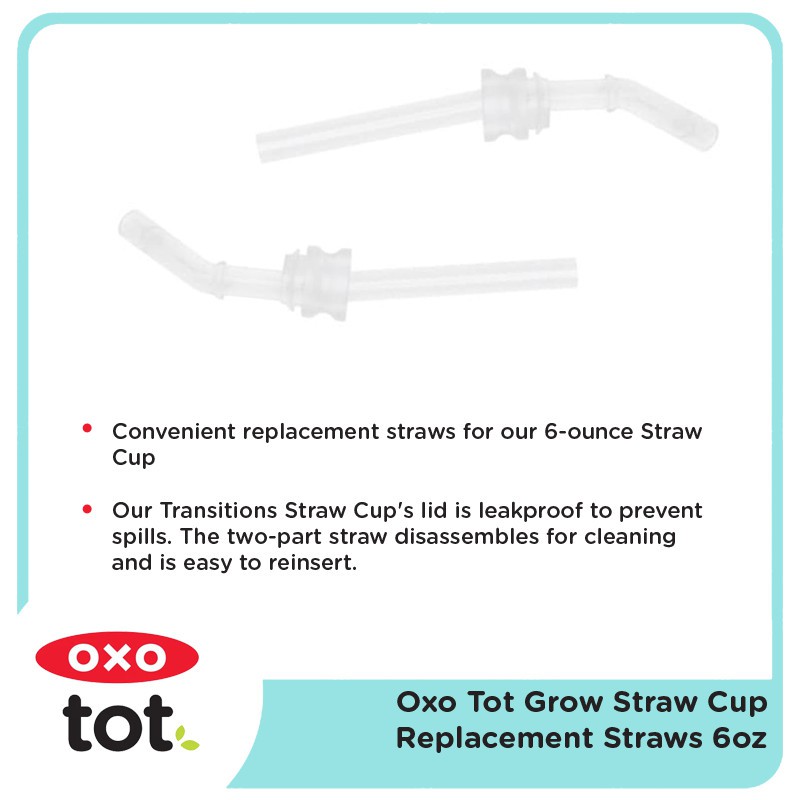 Oxo Tot Grow Straw Cup Replacement Straws 6oz - 2Pc