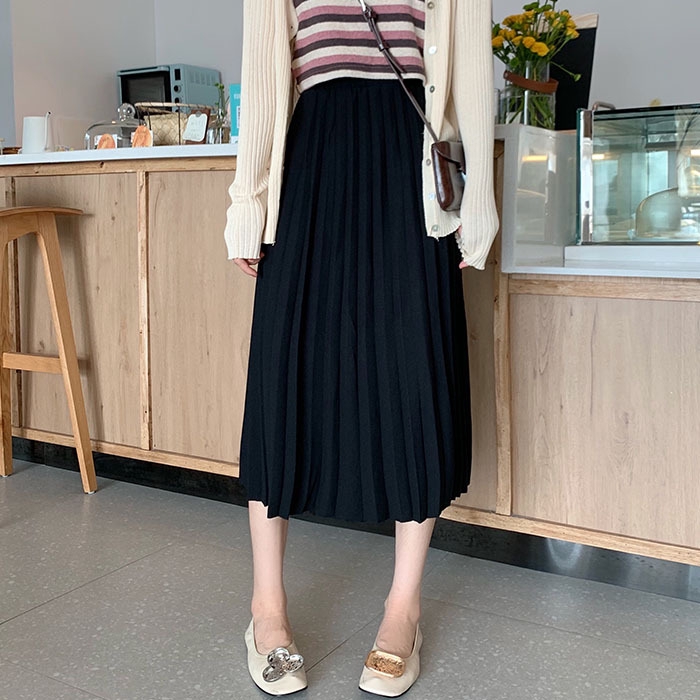 Korean Edition Loose High Waist Midi  Skirt Women Casual 