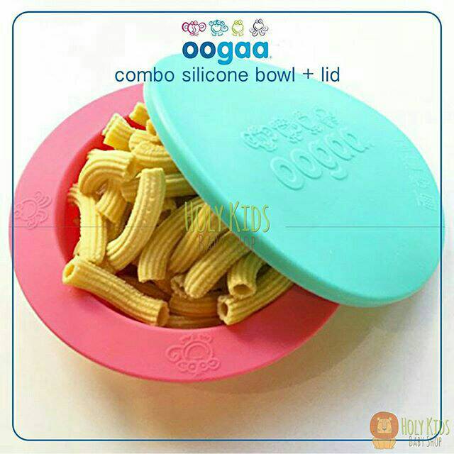 oogaa - combo silicone bowl + lid PERALATAN MAKAN BAYI MPASI MANGKOK SENDOK SILIKON