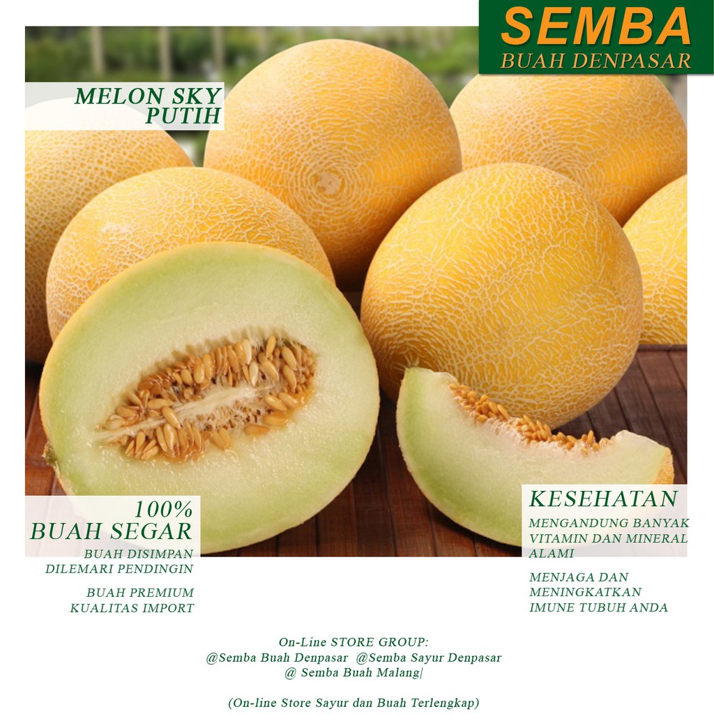 

MELON SKY PUTIH buah fruit sayur sayuran sembako pangan bahan makanan fresh segar DENPASAR BALI