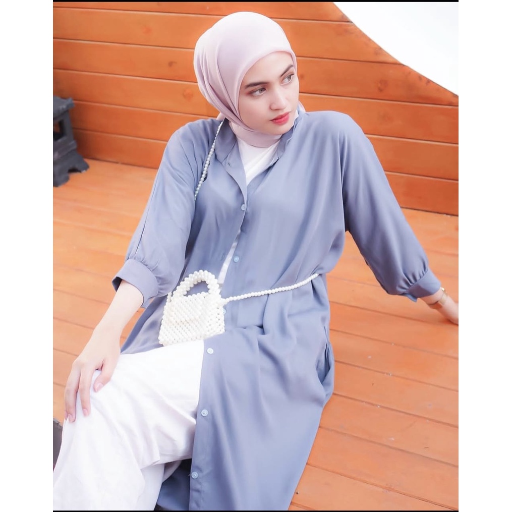 (MGA) TUNIK INAYAH FULL KANCING DAILY BUSUI WANITA AIRFLOW CRINCLE