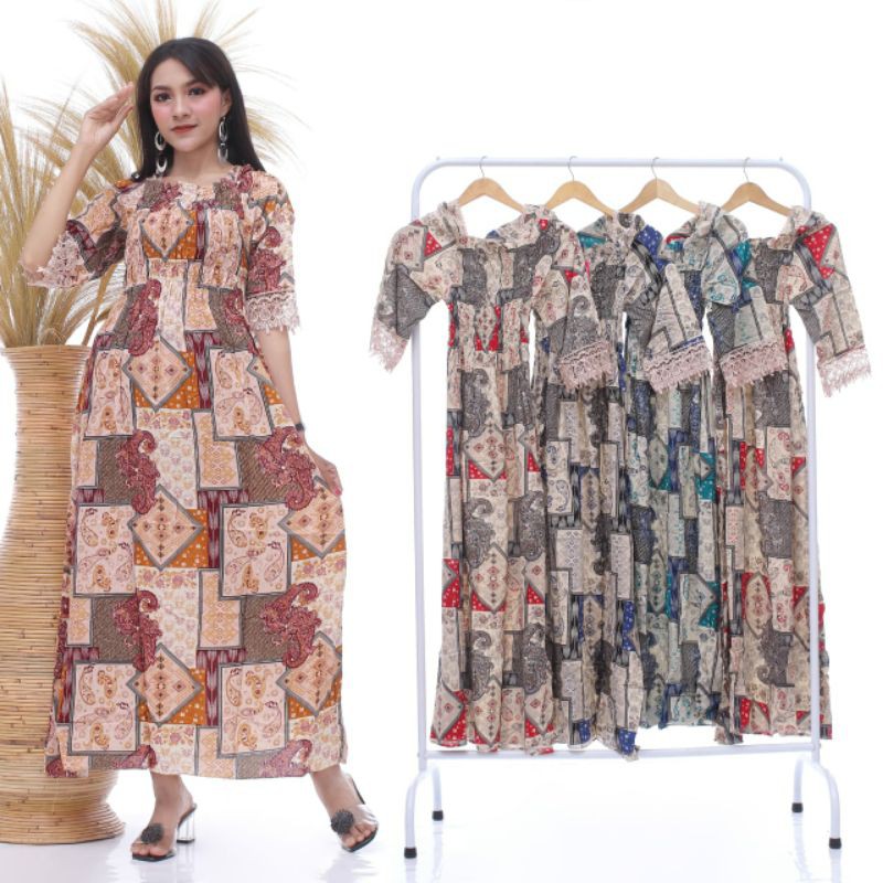 Seckdres Kerut Dada Motif Kotak/Daster Smok Murah Langsung Konveksi