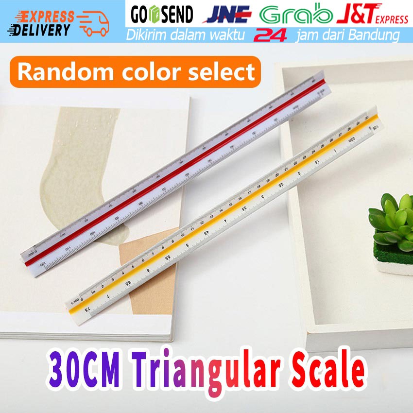 

30cm Penggaris Skala Segitiga Arsitek Engineer Drafter Teknik Sipil Insinyur Drafter 1: 100 ~ 1: 500
