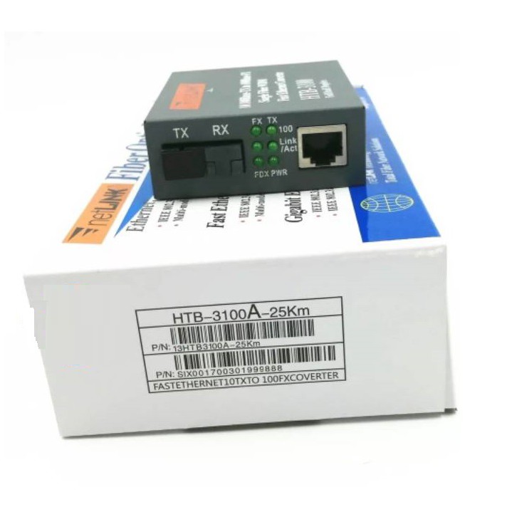 HTB3100 A+B Fiber Optic Optical Media Converter HTB-3100 Netlink 10/100Mbps RJ45 Single Mode 25KM-5