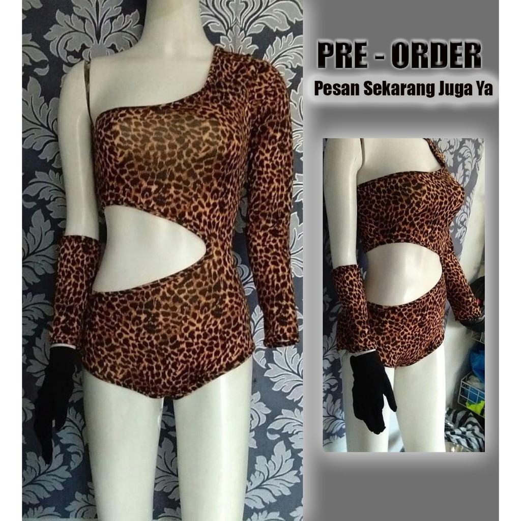 [PRE ORDER] Baju Sexy Dance Wanita Dewasa Kostum Dancer/dj/Penyanyi Panggung Motif Macan 166
