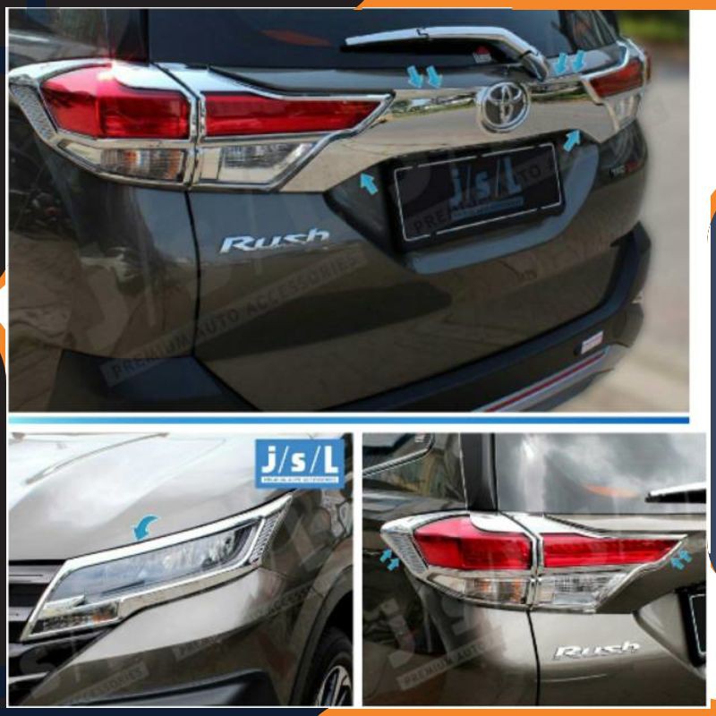 Grosir Paket garnish + trunklid exclusive all new rush 2018 chrome aksesoris all new rush 2018 jsl