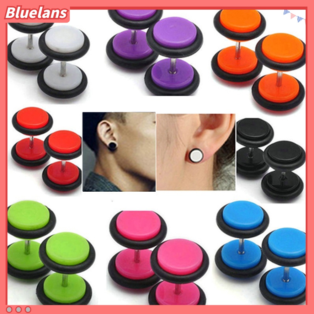 1 Pasang Anting Stud Piercing Gaya Punk Ukuran 8mm Untuk Pria Dan Wanita Charms