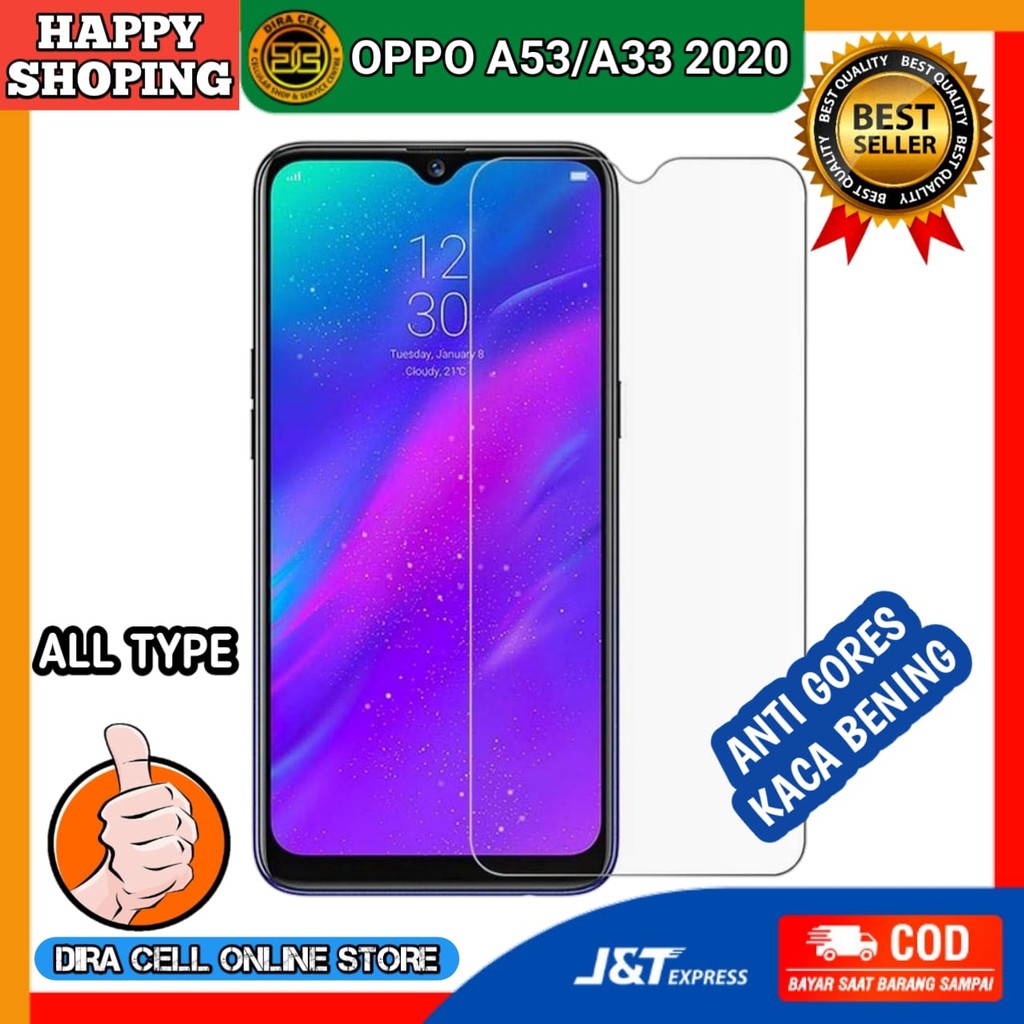Tempered Glass Anti Gores HP Pelindung Layar Handphone LSA TYPE OPPO A53/A33 2020 Bahan Kaca
