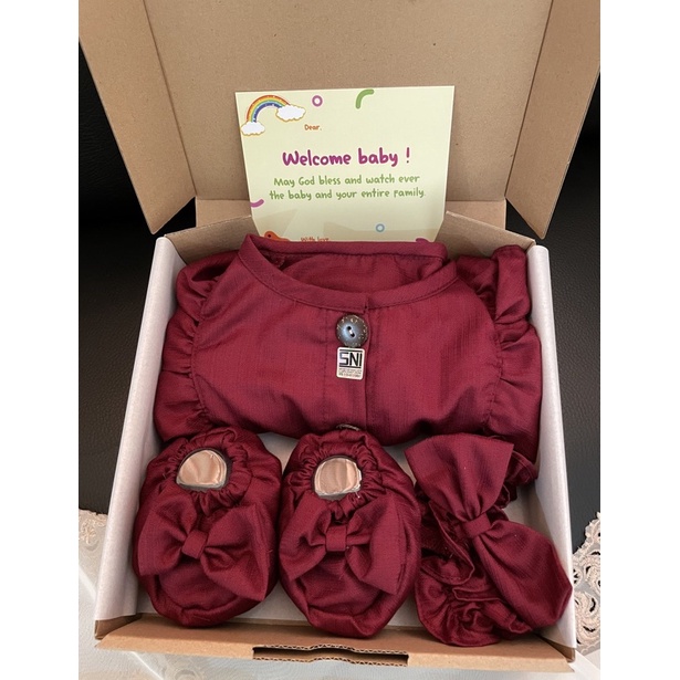 Hampers Baby Girl Jumper Set| Kado Lahiran bayi perempuan | gift set | Kado Lahiran bayi-Polos-Maroon