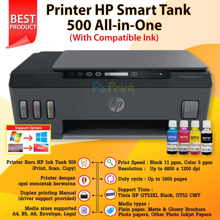 Printer Smart Tank HP 500 Print Scan Copy Pengganti HP 315 all in one