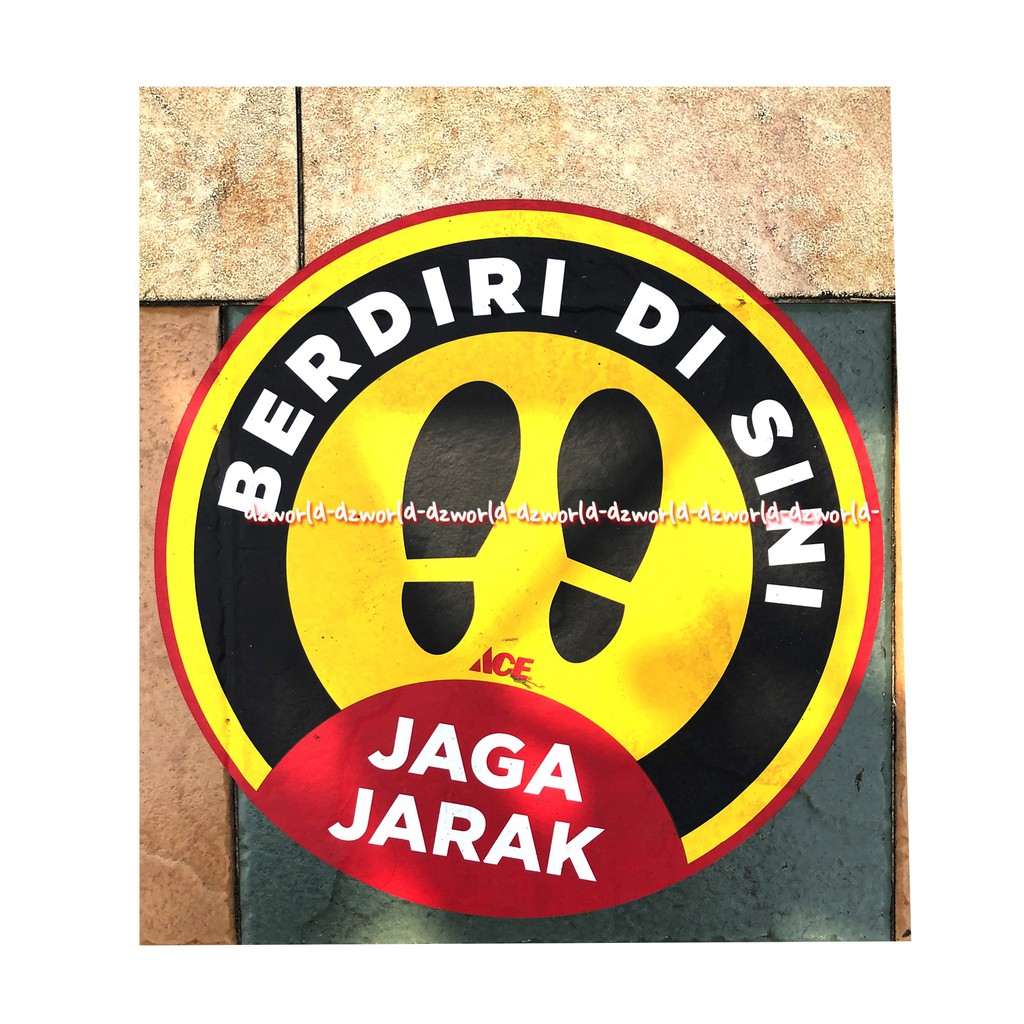 Kris Floor Stiker Berdiri Di Sini Jaga Jarak 5pcs Sticker Di  Lantai Bulat Krisbow Ace Stickers Standing Here Jagajarak Eara Kuning Batas Jarak