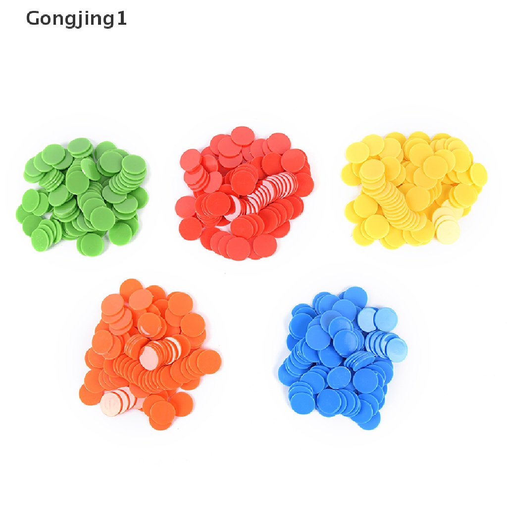 Gongjing1 100pcs Mainan Chip Poker 24MM Bahan Plastik Untuk Keluarga