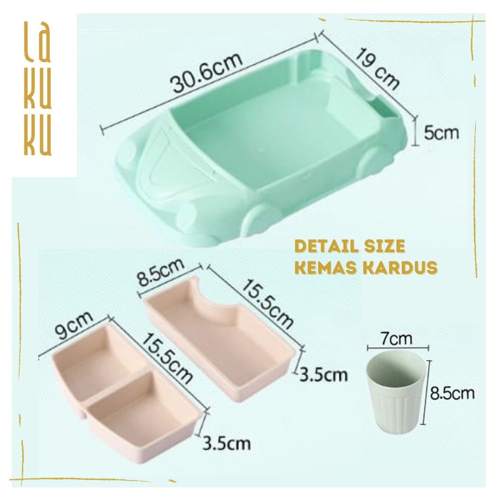 Lakuku - Kids Feeding Set PP Piring Makan Anak 3D bentuk mobil pesawat terbang