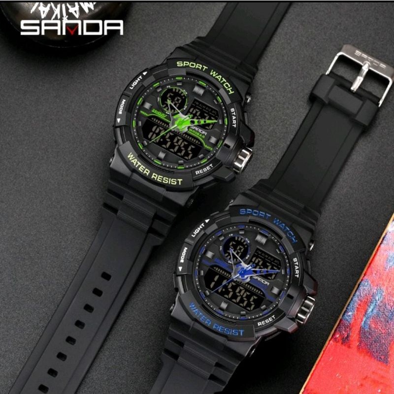 TERVIRAL! JAM TANGAN S6025 Jam Tangan Pria Digital Analog Dual Time Tali Rubber Chronograph